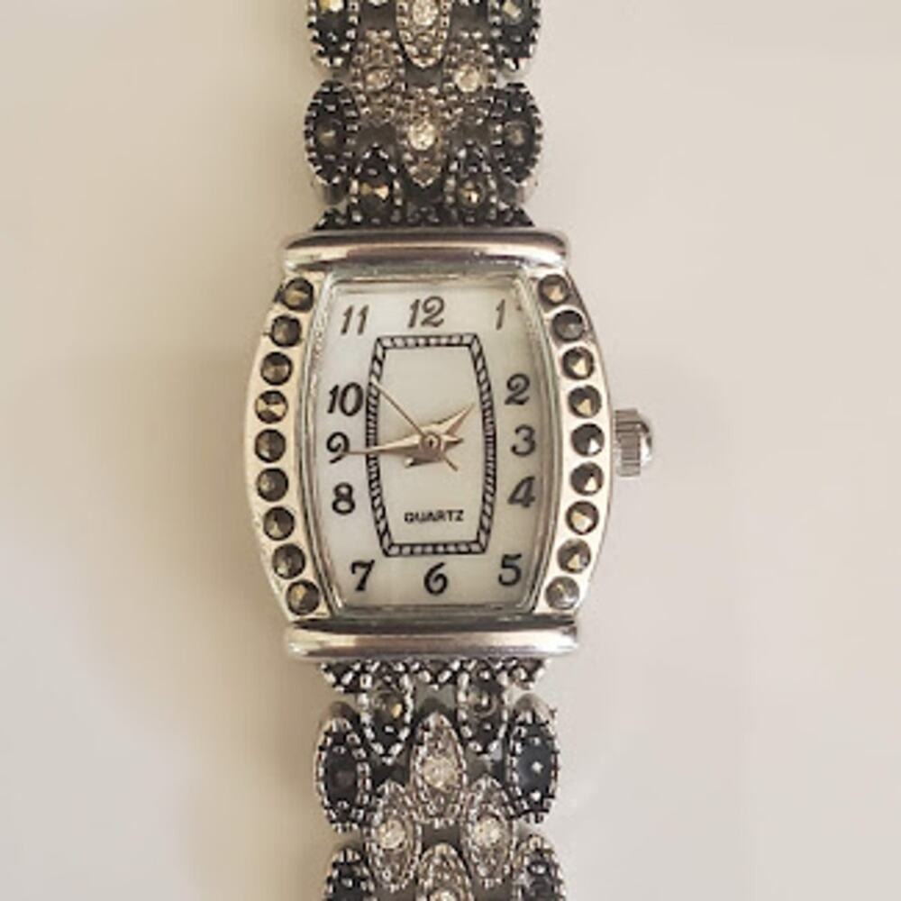 M.Z. Berger Women's Watch WS01 Silver Tone‎ and Black Band Running